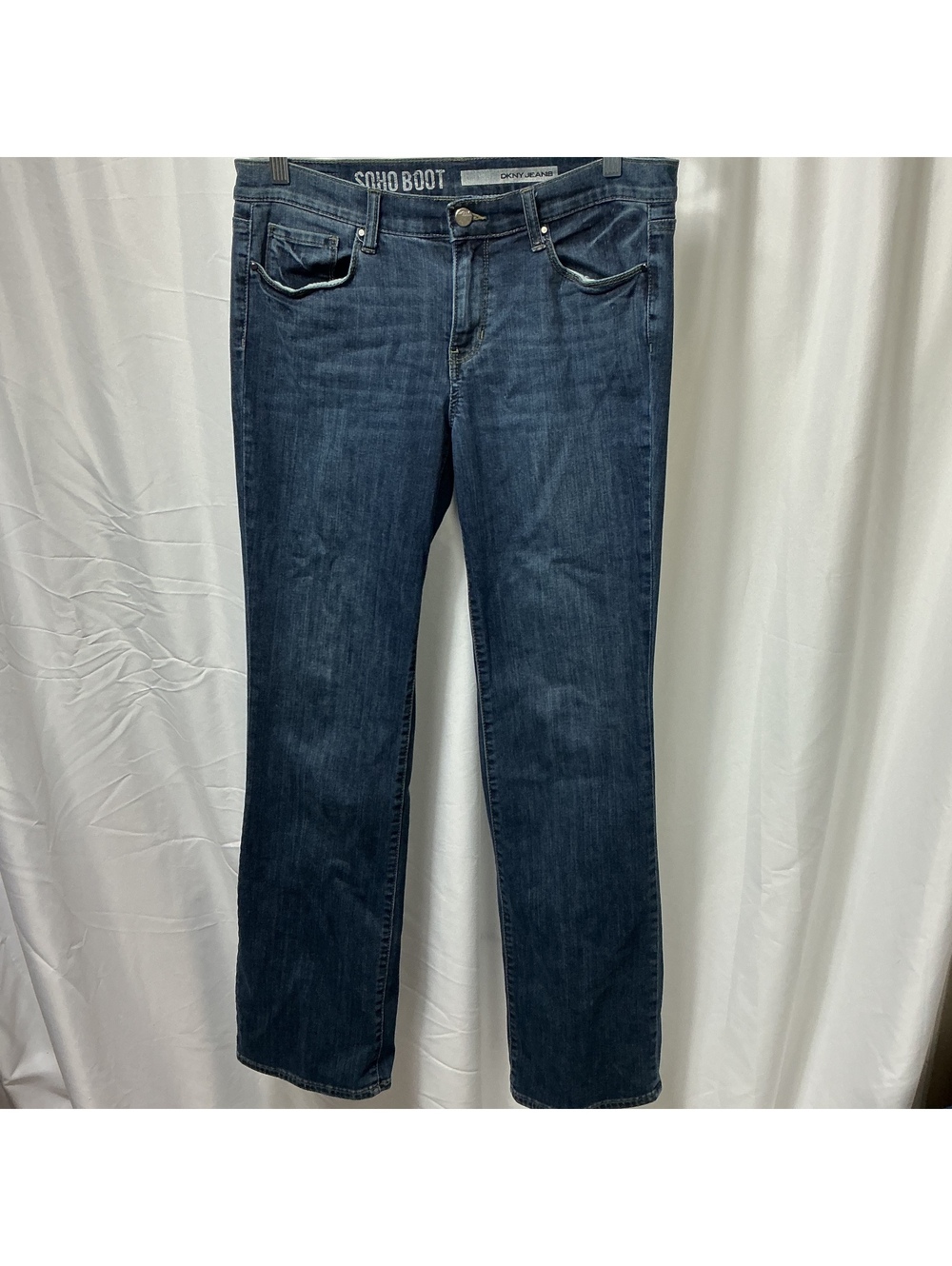 DKNY Jeans SOHO Bootcut Jeans Women’s 8 Dark Wash 32” Inseam Boho cottage Y2K